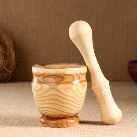 Set: a mortar with a pestle, ash, 13 cm, mix-19