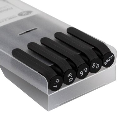A set of capillary pens ZHK "Sonnet", different types, 5 pieces (0.1/.03./0.5/0.8/brush), black-3