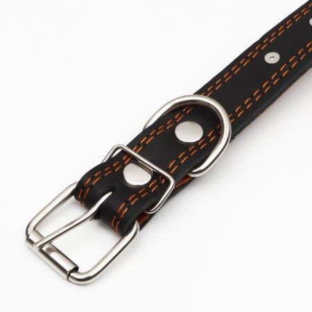 Leather collar "Strict spike", 65 x 3 cm, Osh 40-55 cm, black-3