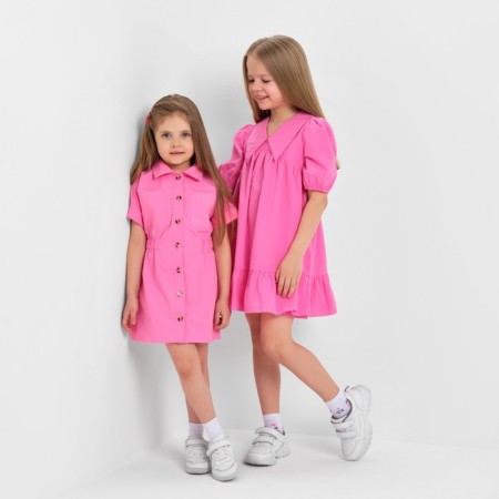 Children's dress with kaftan pockets, size 30 (98-104 cm), bright pink color-4