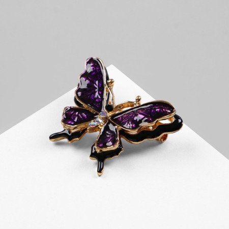 Brooch "Butterfly" Dark, black-purple color in black gold-1