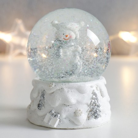 Souvenir Polystone Water Ball "Snowman in a hat with pompom" 7x6.7x8.8 cm-5