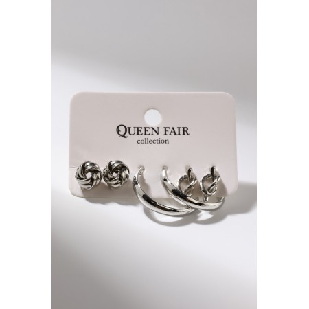 Earrings set 3 pairs of "tenderness" knot, color silver, d = 2-8