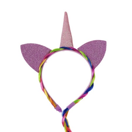 Carnival rim "unicorn", with a pigtail, pink color-2