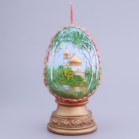 Decorative candle "Easter egg with birch" mix-1