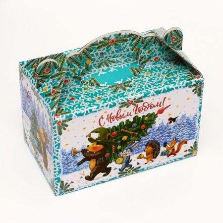 Gift box "Forest guests" New Year's suitcase medium 20 x 12 x 19 cm-1