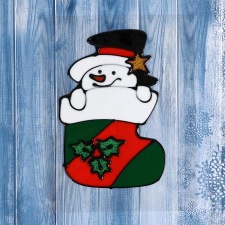 Stick for glass "Snowman in New Year's tock" 9x15 cm