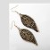 Earrings hanging "leaves" double, golden-black color, 8 cm