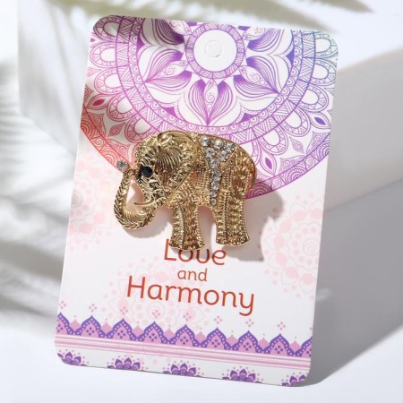 Brooch "Indian Elephant", white color in gold-2