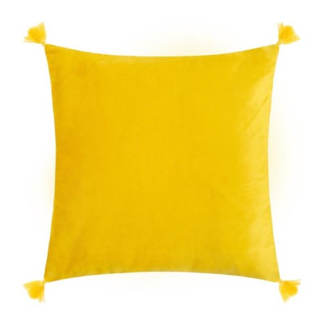 Decorative pillowcase with brushes Ethel color yellow, 45x45 cm, polyester, velor