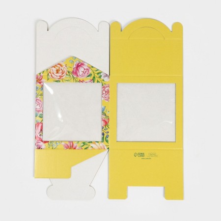 Confectionery box with a window, a chest, packaging, “watercolor flowers” ​​20 x 20 x 20 cm-8
