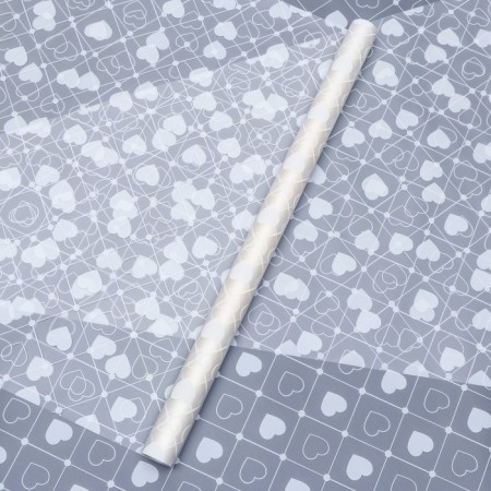 Matte Film Transparent "Hearts", 58 cm x 10 m, white-3