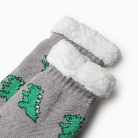 Women's socks with fur, gray/dinosaur color, size 36-40-1