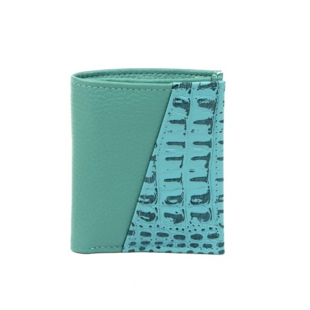 P915 Wallet on the button, a map for maps (6)/coins/bill, turquoise color 11.2x9.5x1.5cm-3