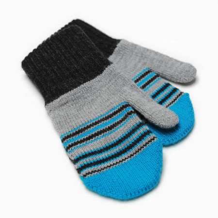 Baby mittens are single, turquoise/gray color, size 11-12