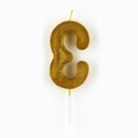 Candle for a cake, number "3", gold, 4 x 10 cm.-3