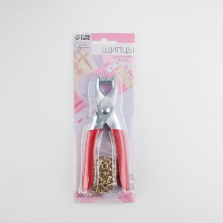 Forceps for installing blocks, with rubberized handles, with blocks, d = 4 mm, 14 × 8 cm, silver/red color-3
