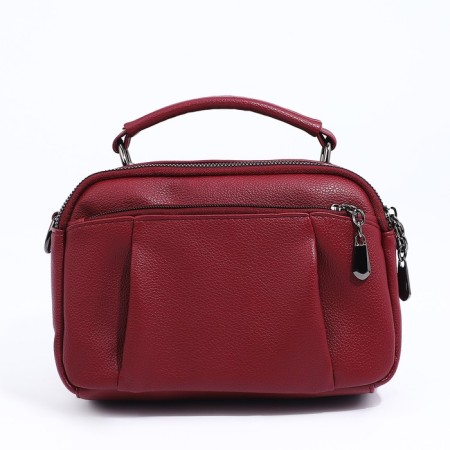 Cross-Bodi bag with zipper, burgundy color