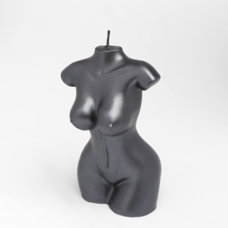 Figure candle "Women's torso", 4x6x10 cm, wet asphalt-2