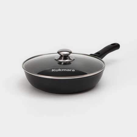 The “Tradition” pan, d = 26 cm, a glass cover, a removable handle, anti -stick coating, black color