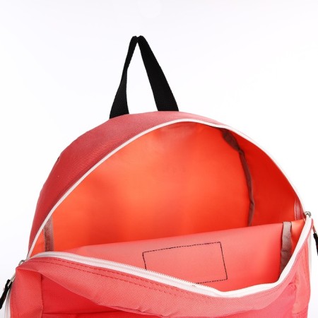 A backpack with a zipper, external pocket, pink color-5