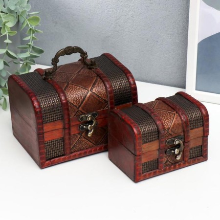 Casket chest "Cage and mesh" set 2 pcs 7.5x11.5x7 cm 10.5x15x11 cm