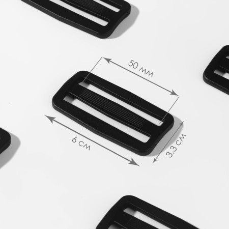 The buckle is regulatory, two -sided, the inner width is 50 mm, the thickness is 5 mm, 10 pcs, the color is black