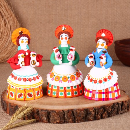 Dymkovo toy "Peasant with ducks", 16 cm, mix