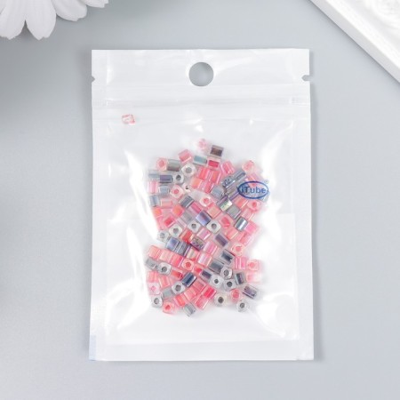 Glass beads 6/0 "Cube. Translucent. Pink-gray" 10 g-2