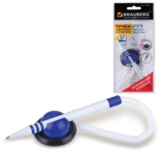 The pen on the stand “Stand-Pen”, on the spring, with the adhesive base, the body of the white-blue, the blue ink blue