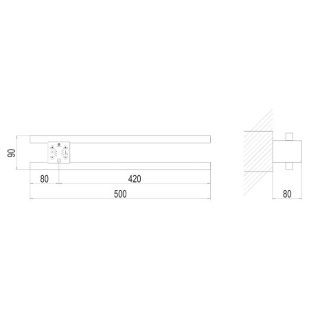 Terminus heated towel rail "PROCHAL" P2, 500x90 mm, chrome-2
