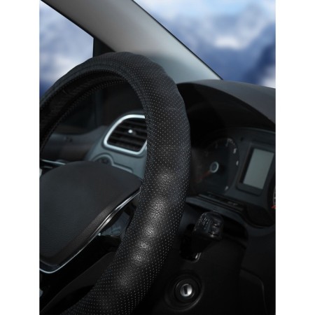 Braids on steering wheel of perforated skin AIRLINE, 37-39 cm, black color-6