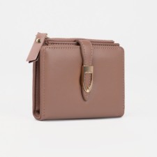 Women's wallet on the button, pink color