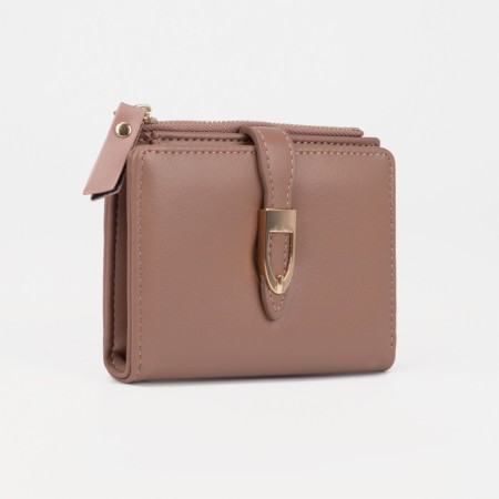 Women's wallet on the button, pink color