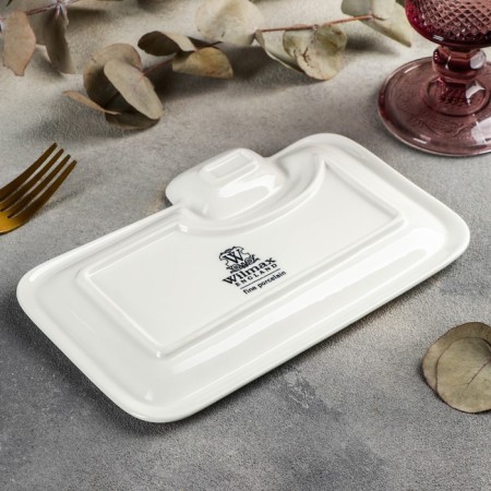 Porcelain rectangular dish with a sausage of Wilmax Teona, 20 × 12 cm, white color-2