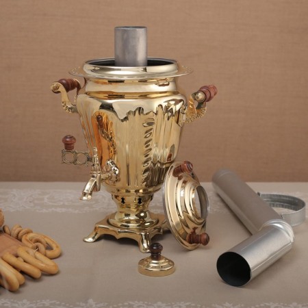Samovar "Gold", glass, 2.5 l, heat, the pipe is included-1