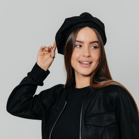 Beret, black color, rr 56cm-7