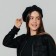 Beret, black color, rr 56cm