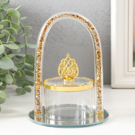 Casket glass "Ark with gold pebbles on the podium" Transparent 10*10*13.5 cm
