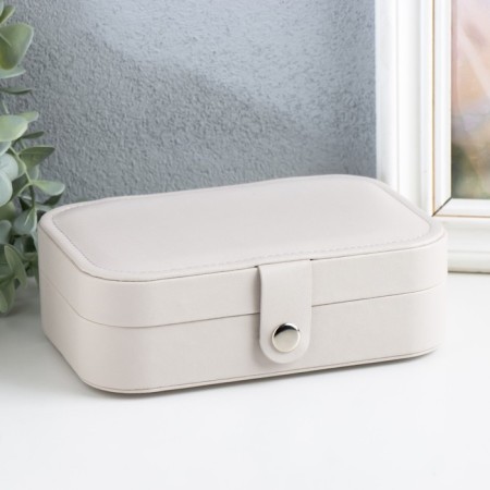 Casket to the leatherette for jewelry "Matte surface" beige 16x11x5 cm
