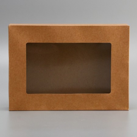 Folding box, with a window, craft, 28 x 20 x 5 cm-1