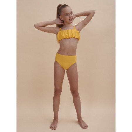 Bathing suit for girls, height 128-134 cm, yellow color-5