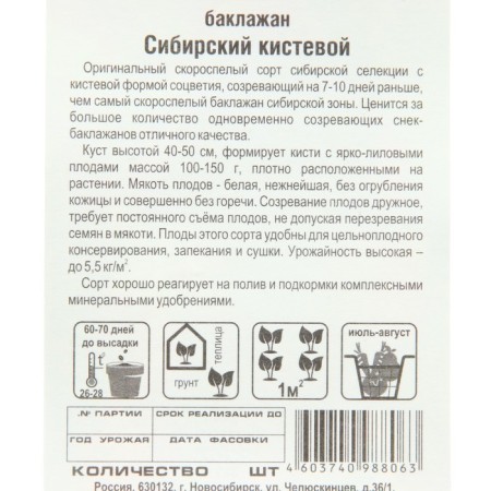 Eggplant seeds "Siberian Boiste", 20 pcs.-2