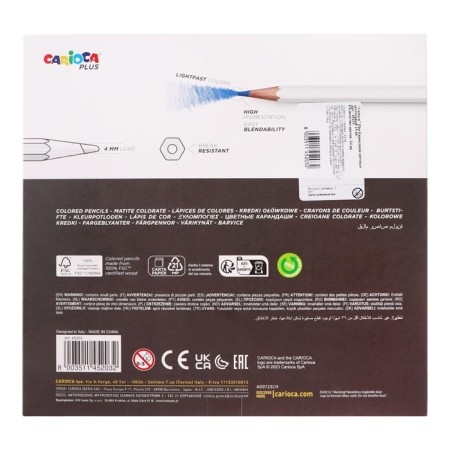 Pencils 24 colors, carioca "plus", wood, hexagonal, 4 mm seglet, bright colors, premium quality-4