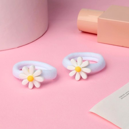 Hair gum "Chamomile" (set 2 pieces) white-1