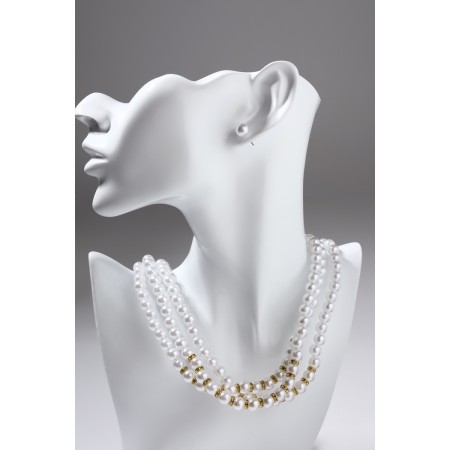Set 2 objects: chocker, earrings "celebration" trio, white-golden color, 30 cm-4