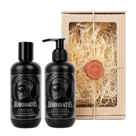 Gift set Borodatos: washing gel, 190 ml + lotion after shaving sphagnum, 200 ml