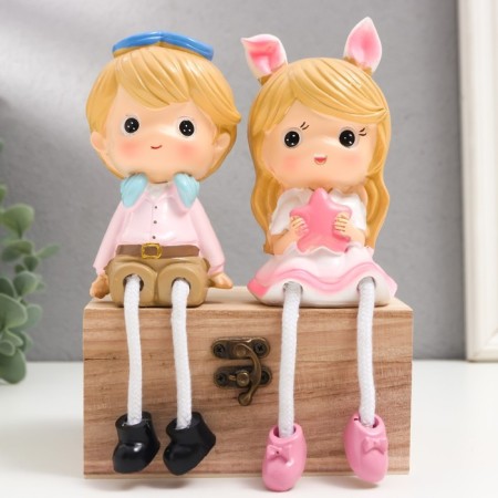 Souvenir Polystone "Bucks in the cap and a girl with a bow" dl. legs, set 2 pcs 6x7x17 cm
