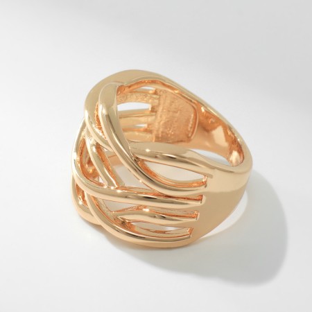 Ring Metal "Trend" triple interweaving, color gold, size 16-1