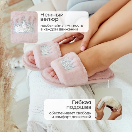Women's slippers with open nose size 40-41, pink color-2